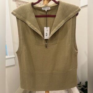 WeWoreWhat Olive / Khaki Half Zip Sweater Vest NWT Women’s